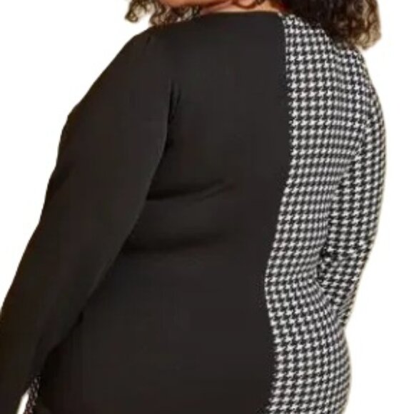 Ashley Stewart Criss-cross Houndstooth Shirt - Houndstooth - Picture 2 of 6